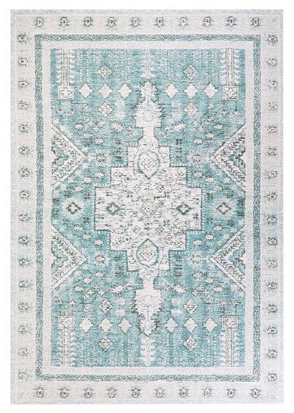 Koberec mätová zelená bavlna polyester 160 x 230 cm orientálny vzor vintage bytové doplnky