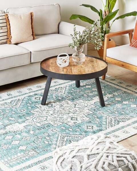 Koberec mätová zelená bavlna polyester 160 x 230 cm orientálny vzor vintage bytové doplnky