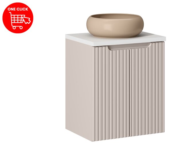 Comad Kúpeľňová skrinka s doskovým umývadlom Nova Cashmere 50 kašmír/biela