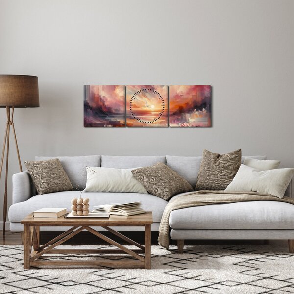 Obraz - Maľované červánky (s hodinami) (90x30 cm)