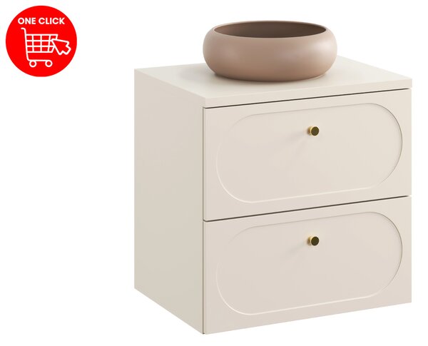 Comad Kúpeľňová skrinka s doskovým umývadlom Donna Sand 60 piesková/zlatá