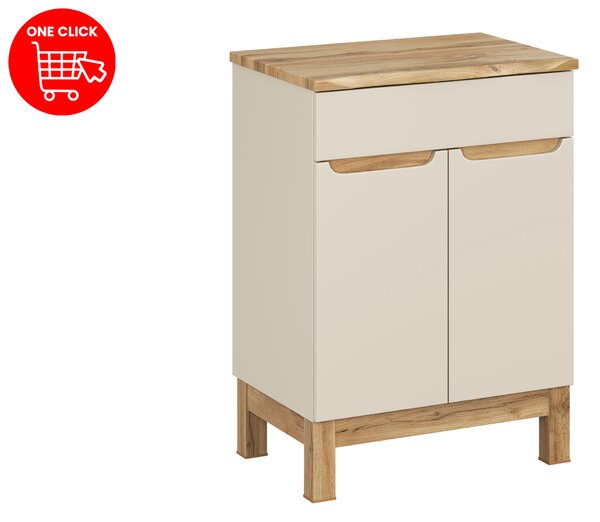 Comad Kúpeľňová skrinka pod doskové umývadlo Bali Cashmere 60 kašmír mat/dub wotan