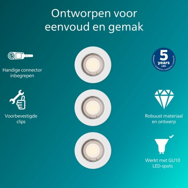 Philips - Sada 3x zapustené stropné svietidlo PERIDOT 1xGU10/7W/230V biela