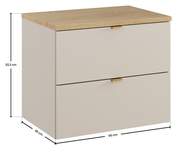 Comad Kúpeľňová skrinka pod doskové umývadlo Dalia Cashmere 60 kašmír mat/dub cremona