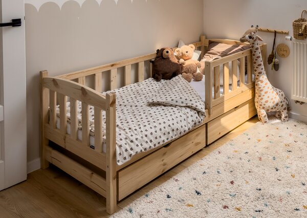 Drevená detská posteľ so zásuvkami Alvins 80x180 - borovica