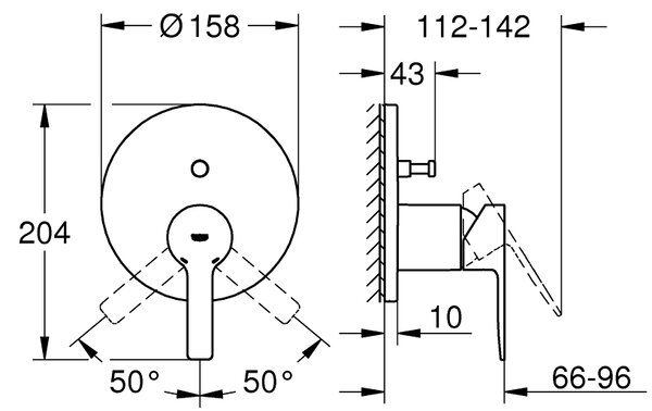 Grohe Lineare SET - Sprchový systém pod omietku, Lineare, páková batéria - kompletná sada, chróm