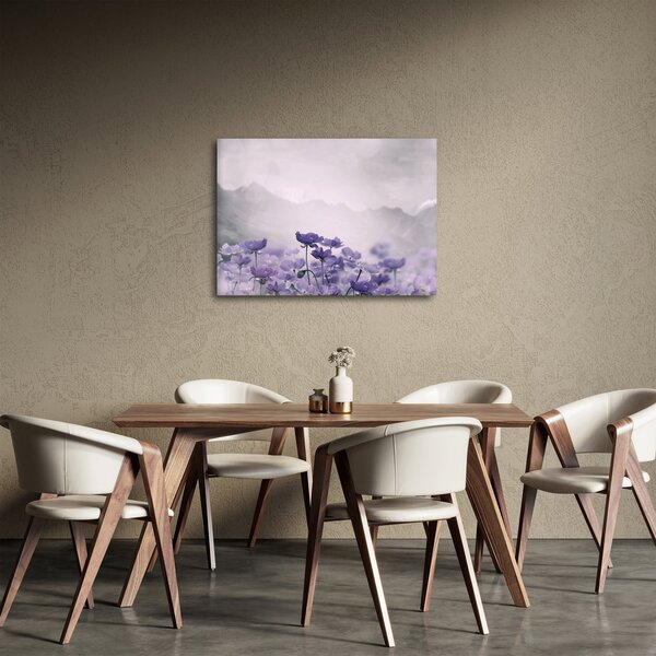 Obraz - Fialové kvety v horách (70x50 cm)