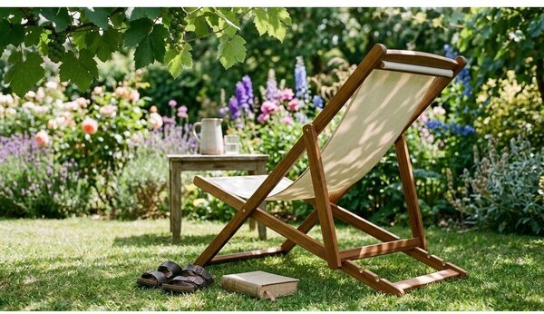 Béžové/v prírodnej farbe drevené záhradné ležadlo Dionysus – Essentials