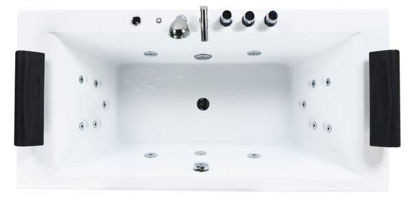 Vírivá vaňa biela strieborná akrylát 172 x 83 cm voľne stojaca pre 2 osoby masážne trysky LED osvetlenie opierky hlavy kúpeľňa