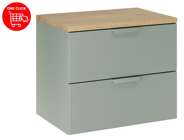 Comad Kúpeľňová skrinka pod doskové umývadlo Aster Green 60 zelená matná/dub cremona