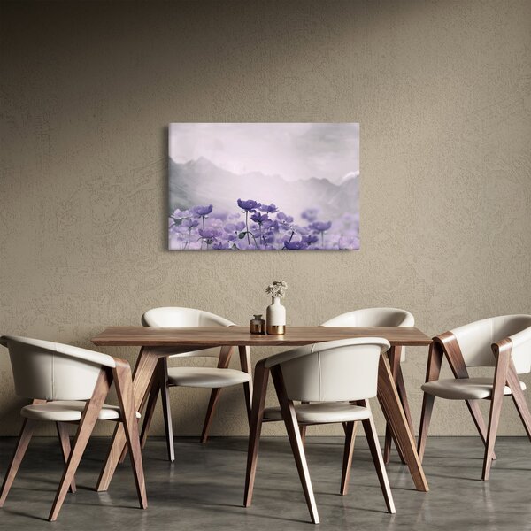 Obraz - Fialové kvety v horách (90x60 cm)
