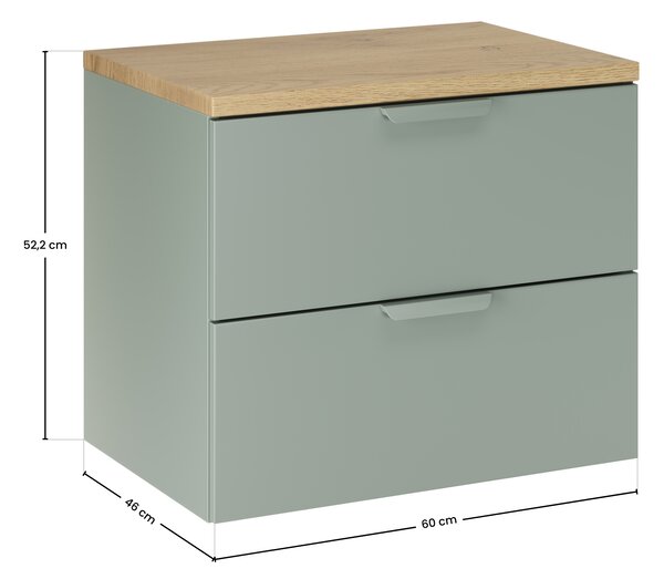 Comad Kúpeľňová skrinka pod doskové umývadlo Aster Green 60 zelená matná/dub cremona