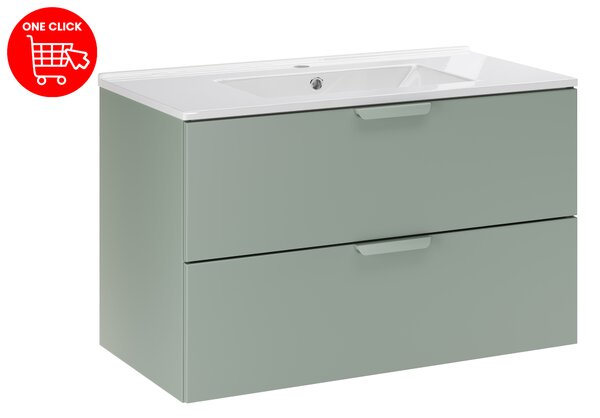 Comad Kúpeľňová skrinka s nábytkovým umývadlom Aster Green 80 zelená matná