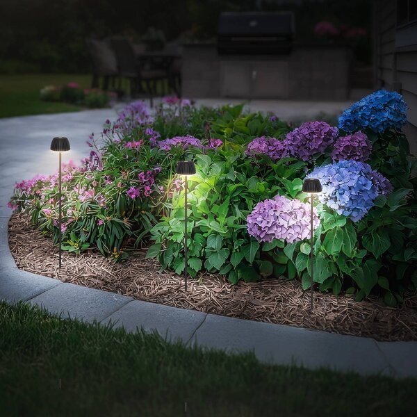 Briloner LED akumulátorová zemná lampa RIFFLE NANO, antracitová, Ø 6 cm, sada 2 ks, Čierna, kov, Moderný, Vonkajše bodové svietidlo / bodateľné do zeme