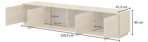 NÍZKA KOMODA, farba orecha, 220,5/45/41,5 cm MID.YOU - Online Only drobný nábytok, Online Only