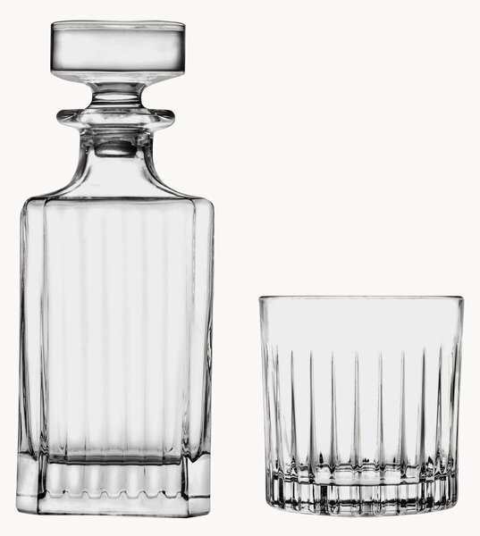 Krištáľová karafa a poháre na whisky Timeless, 7 ks