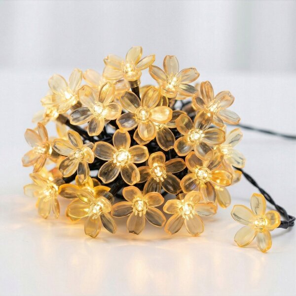 Smart LED Solárna svetelná girlanda kvety 10m 50xLED teplá biela IP44