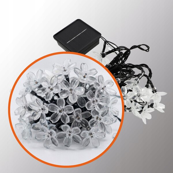 Smart LED Solárna svetelná girlanda kvety 10m 50xLED RGB IP44