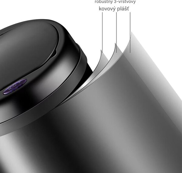 Bezdotykový odpadkový kôš s USB 30 L - strieborný