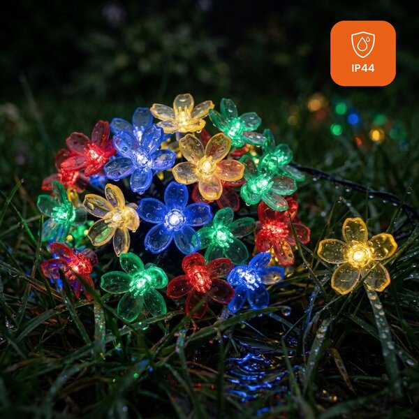 Smart LED Solárna svetelná girlanda kvety 10m 50xLED RGB IP44