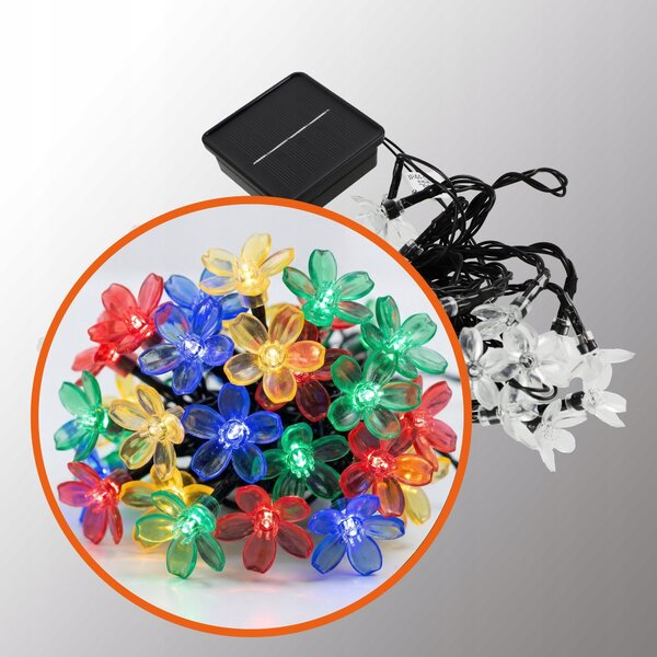 Smart LED Solárna svetelná girlanda kvety 10m 50xLED RGB IP44