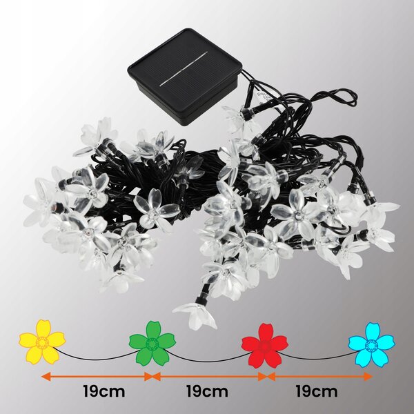 Smart LED Solárna svetelná girlanda kvety 10m 50xLED RGB IP44