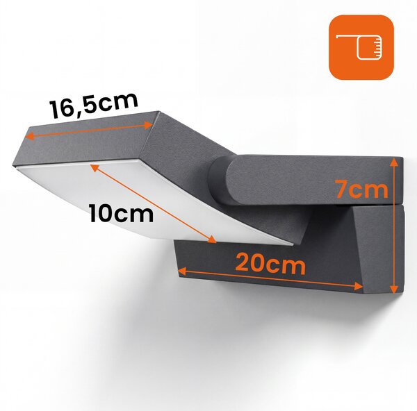 Smart LED LED vonkajšia nástenná lampa 3CCT 12-24W 2400Lm IP54 antracit