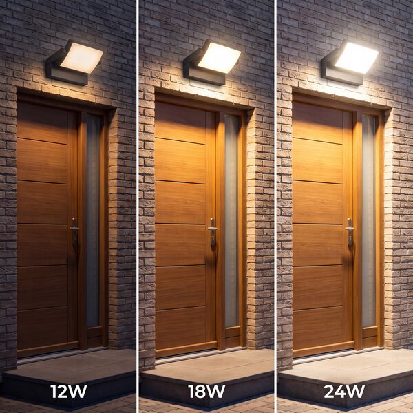 Smart LED LED vonkajšia nástenná lampa 3CCT 12-24W 2400Lm IP54 antracit