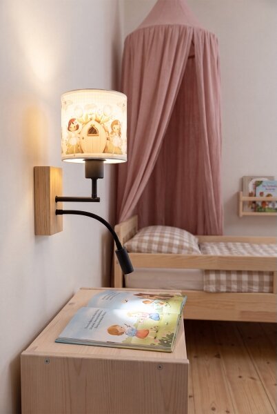 BRILAGI- LED flexibilná lampa BOBO WOOD 1xE27/25W/230V + LED/3W dub/čierna/biela/ružová/víly
