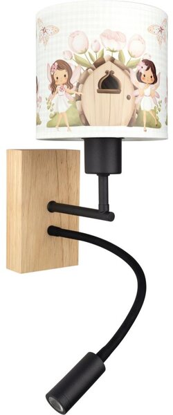 BRILAGI- LED flexibilná lampa BOBO WOOD 1xE27/25W/230V + LED/3W dub/čierna/biela/ružová/víly