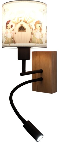 BRILAGI- LED flexibilná lampa BOBO WOOD 1xE27/25W/230V + LED/3W dub/čierna/biela/ružová/víly