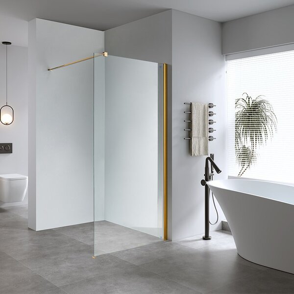 BPS-koupelny Sprchová zástena Walk-in SH07G GL 130 zlatá - bez vaničky