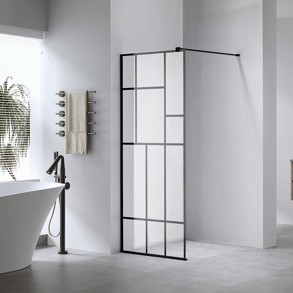 BPS-koupelny Sprchová zastena Walk-in SH05C BL 90 čierna/transparent - bez vaničky