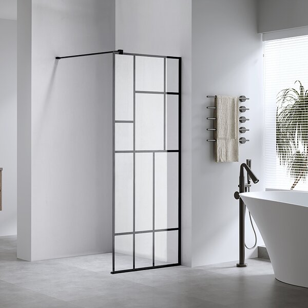BPS-koupelny Sprchová zastena Walk-in SH05C BL 90 čierna/transparent - bez vaničky