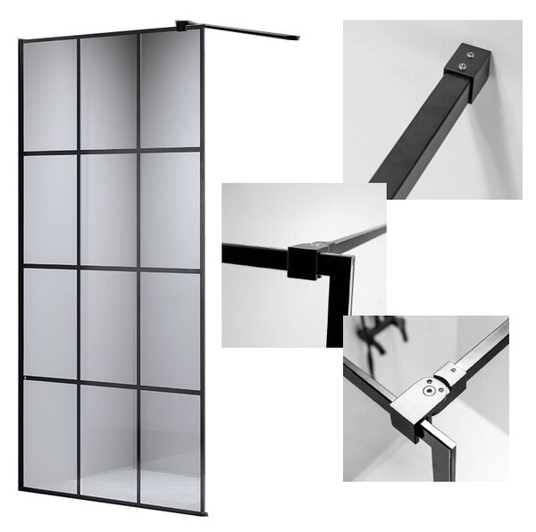 BPS-koupelny Sprchová zastena Walk-in SH04C BL 90 čierna/transparent - bez vaničky