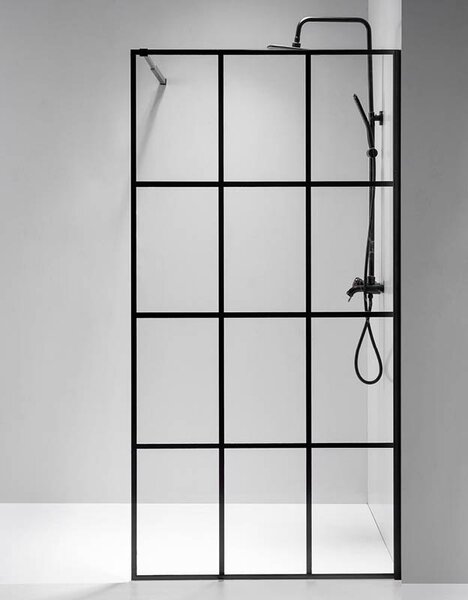 BPS-koupelny Sprchová zastena Walk-in SH04C BL 90 čierna/transparent - bez vaničky