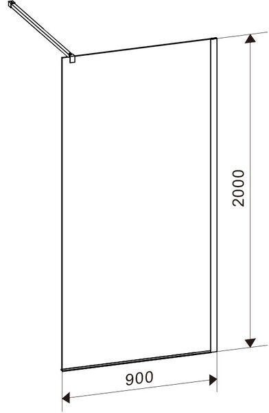 BPS-koupelny Sprchová zastena Walk-in SH05C BL 90 čierna/transparent - bez vaničky