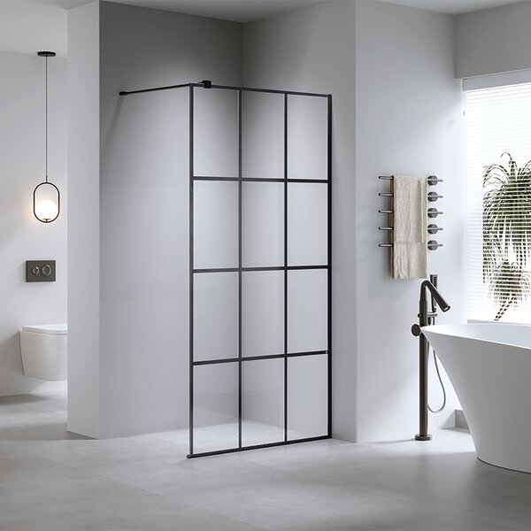 BPS-koupelny Sprchová zastena Walk-in SH04C BL 90 čierna/transparent - bez vaničky