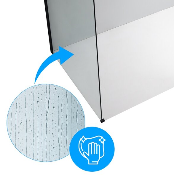 BPS-koupelny 2-dielna sprchová zastena Walk-in SH07 DUO BL 80x70, čierna mat/transparent - bez vaničky