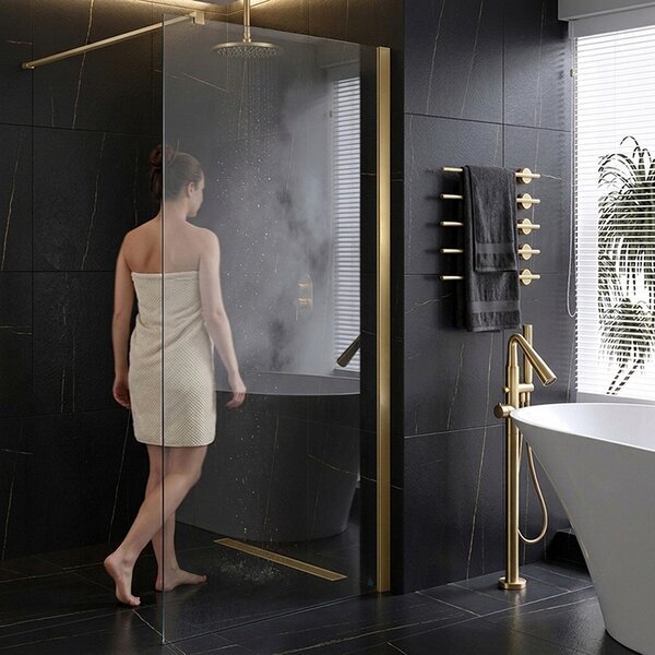 BPS-koupelny Sprchová zástena Walk-in SH07B GL BR 80 zlatá kartáčovaná - bez vaničky