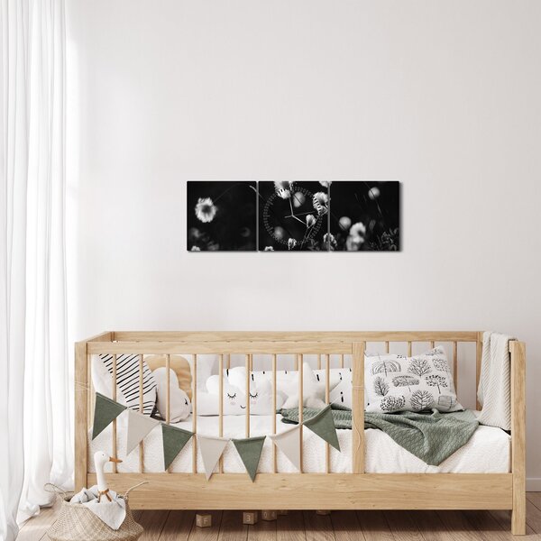 Obraz - Lúka s cottongrass N⁰1 (s hodinami) (90x30 cm)