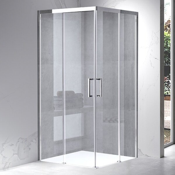 BPS-koupelny Štvorcový sprchovací kút KZ90B 90x90 chróm/transparent + vanička RIKO BL čierna