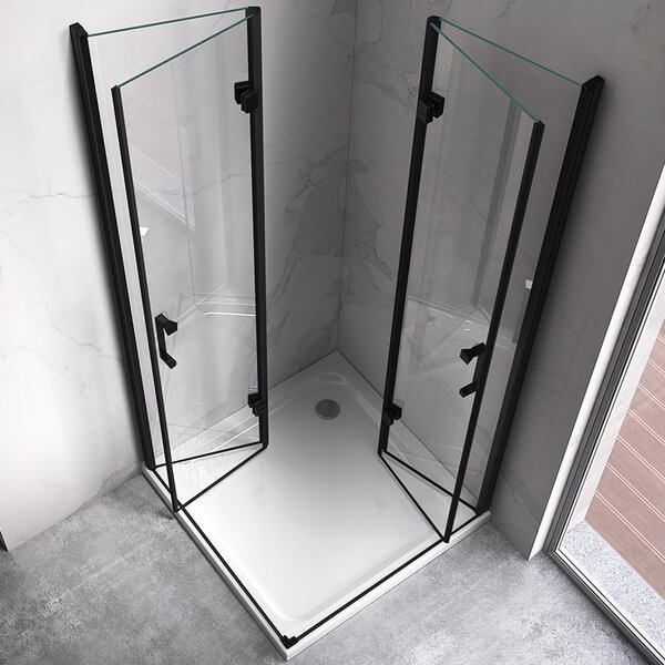 BPS-koupelny Štvorcový sprchový kút KZ08A BL 70x70 čierna/transparent - bez vaničky