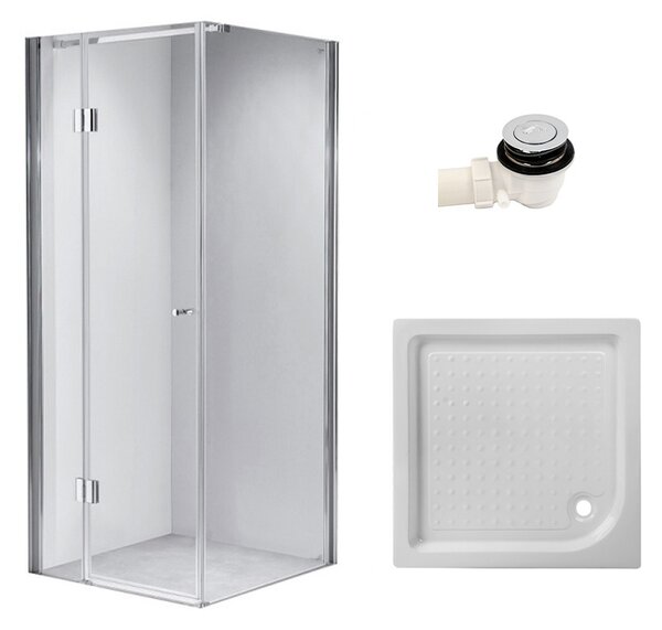 BPS-koupelny Štvorcový sprchový kút KZ1390A 80x80 chróm/transparent + vanička SXL02A WH biela