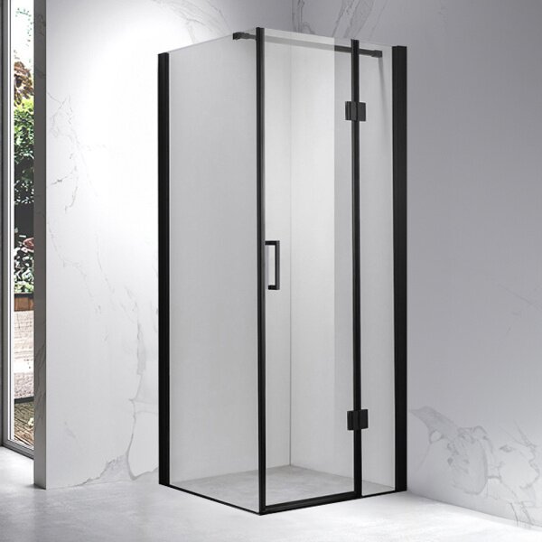 BPS-koupelny Štvorcový sprchový kút KZ1390A BL 80x80 čierna/transparent + vanička ST02A BL čierna