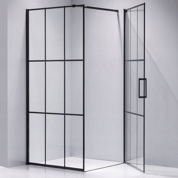 BPS-koupelny Štvorcový sprchový kút BS13B 90x90 čierny/transparent + vanička SXL02B BL čierna