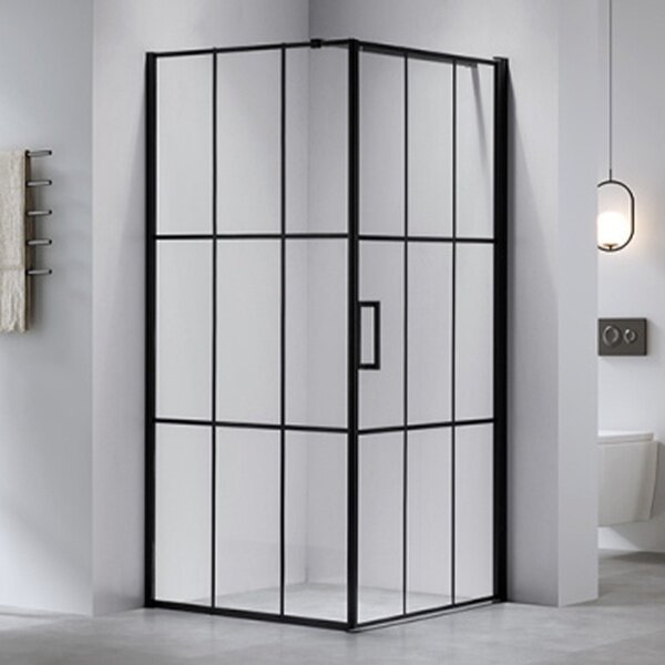 BPS-koupelny Štvorcový sprchový kút BS13B 90x90 čierny/transparent + vanička SXL02B BL čierna