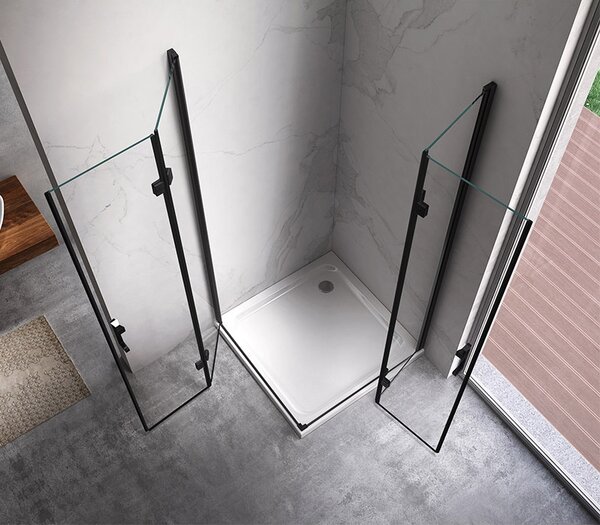 BPS-koupelny Štvorcový sprchový kút KZ08A BL 70x70 čierna/transparent - bez vaničky