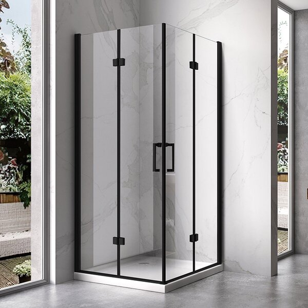 BPS-koupelny Štvorcový sprchový kút KZ08A BL 70x70 čierna/transparent - bez vaničky