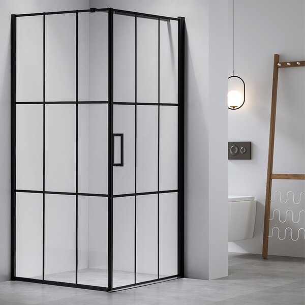 BPS-koupelny Štvorcový sprchový kút BS13B 90x90 čierny/transparent + vanička SXL02B BL čierna